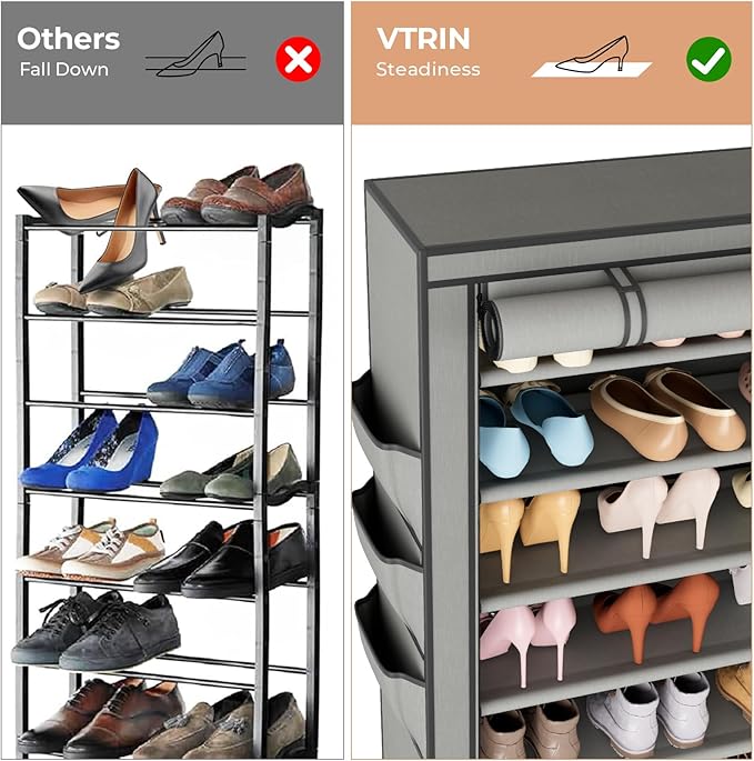 VTRIN Vertical Narrow Shoe Rack Organizer Tall Shoe Rack - Image 6