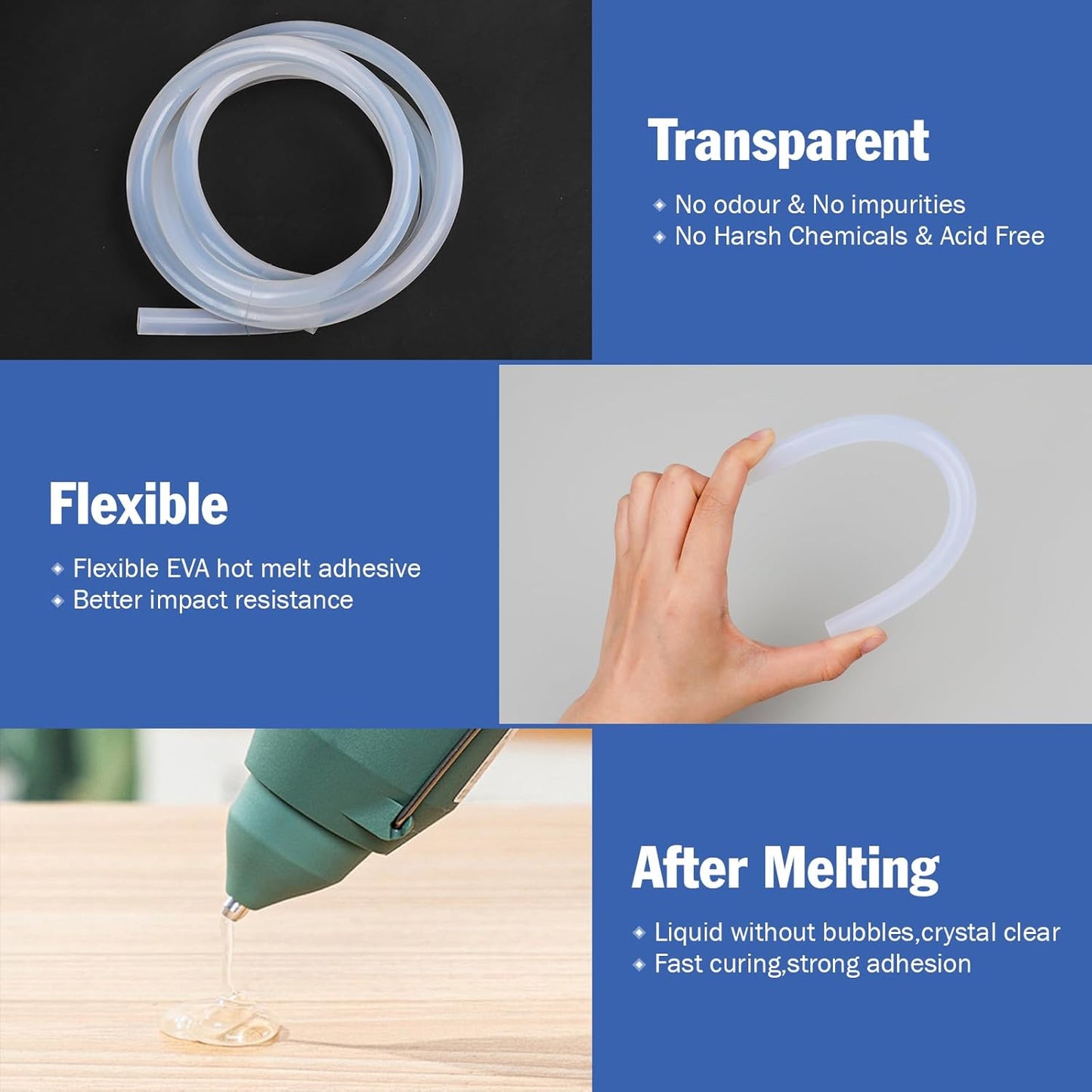 5 Rolls Hot Glue Sticks, Full Size 3 FT Long x 0.43" Diameter Glue Sticks for Glue Gun, Widely Used in Wood, Metal, Glass, Plastic, and More