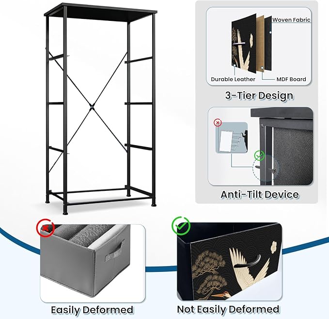 Dresser for Bedroom Dresser for Closet Japanese Seamless Crane Birds Elements - Image 7