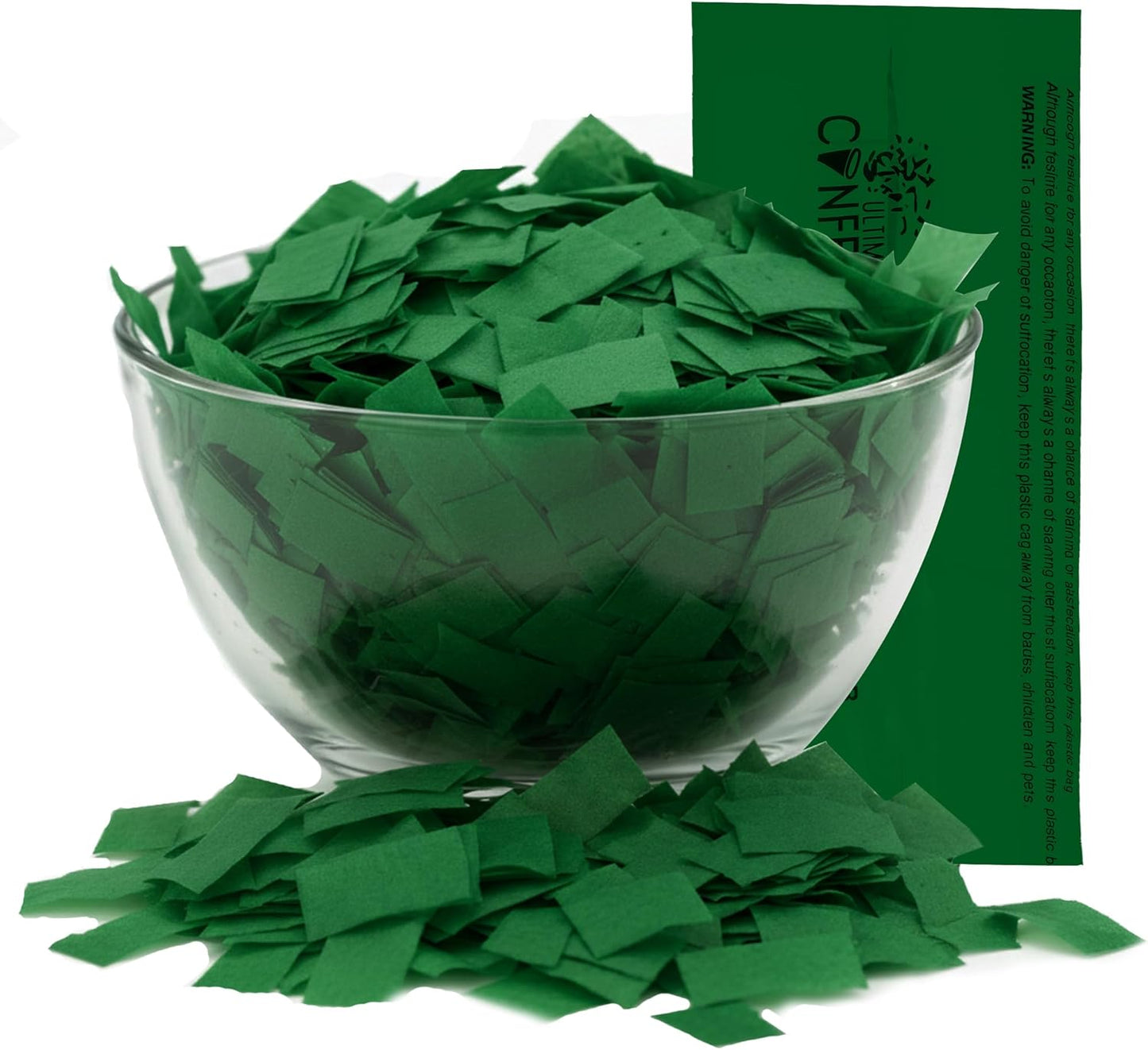 Ultimate Confetti, Rectangular Biodegradable Confetti – Dark Green Fluttering Tissue Paper Confetti for Cannon and Launcher use - Wedding Confeti, Birthday, Parties and Live Events - 1 lb, 16 oz