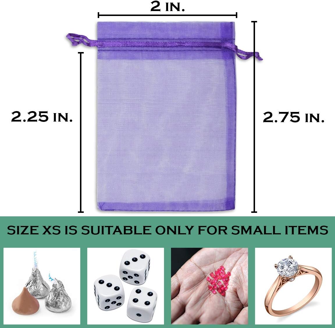 TheDisplayGuys 48-Pack 2" x 2-3/4" Purple Sheer Organza Gift Bags with Drawstring, Goodie Bags for Jewelry, Candy Bags, Treat Bags, Wedding Favors Small Mesh Bags