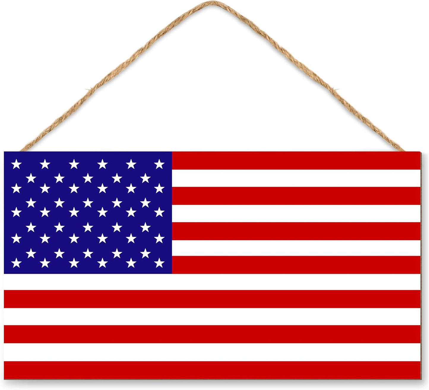 American Flag Door Hanging Sign，Farmhouse Patriotism Artwork Decorations Signs, Framed Indoor Outdoor Decorative Art Ornament for July 4th Independence Day, New Year, Holiday Party, Birthday