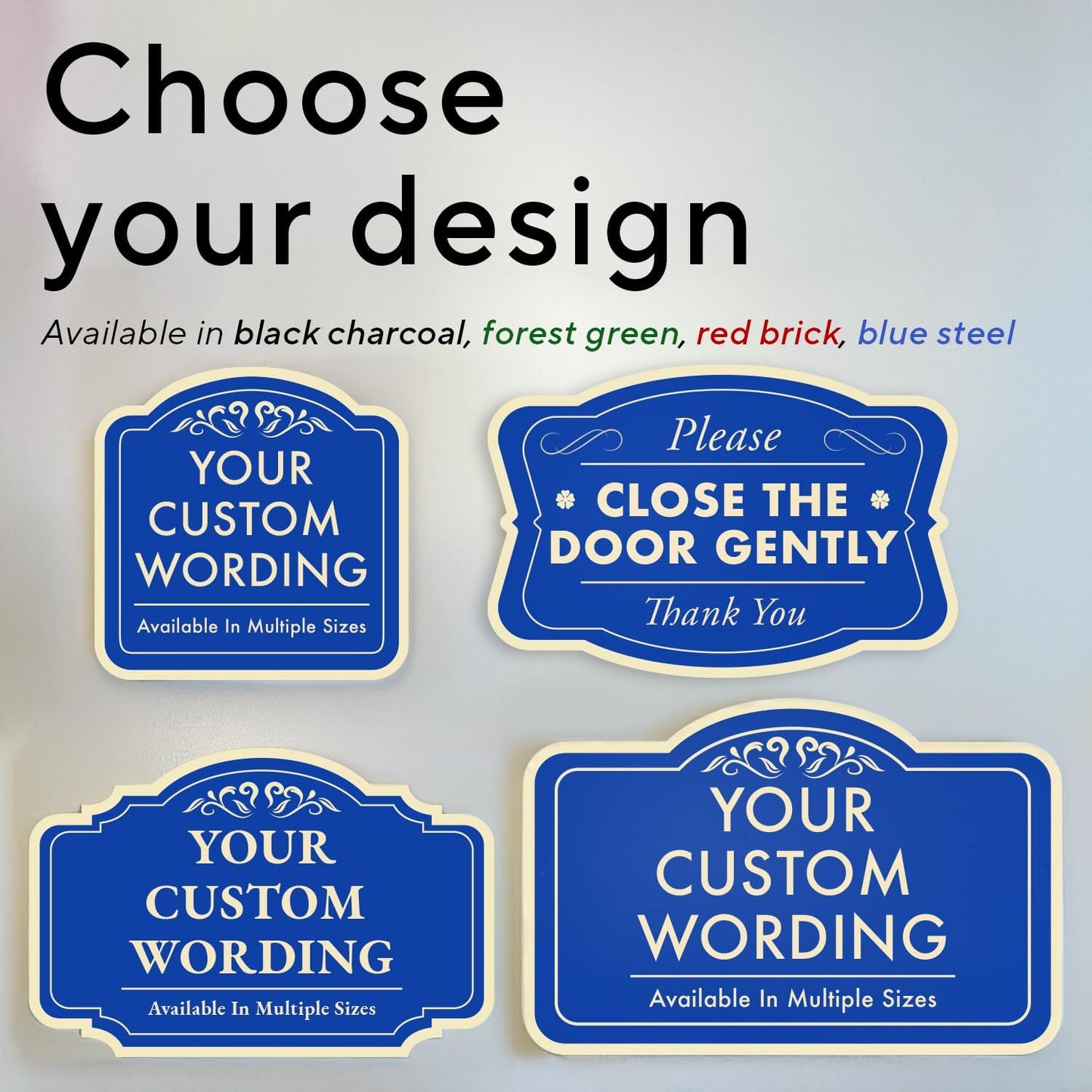 Custom Decorative Outdoor Metal Sign - Personalized Aluminum Driveway Sign, Waterproof, Made In USA - Design 2 Blue Steel 42x28 In
