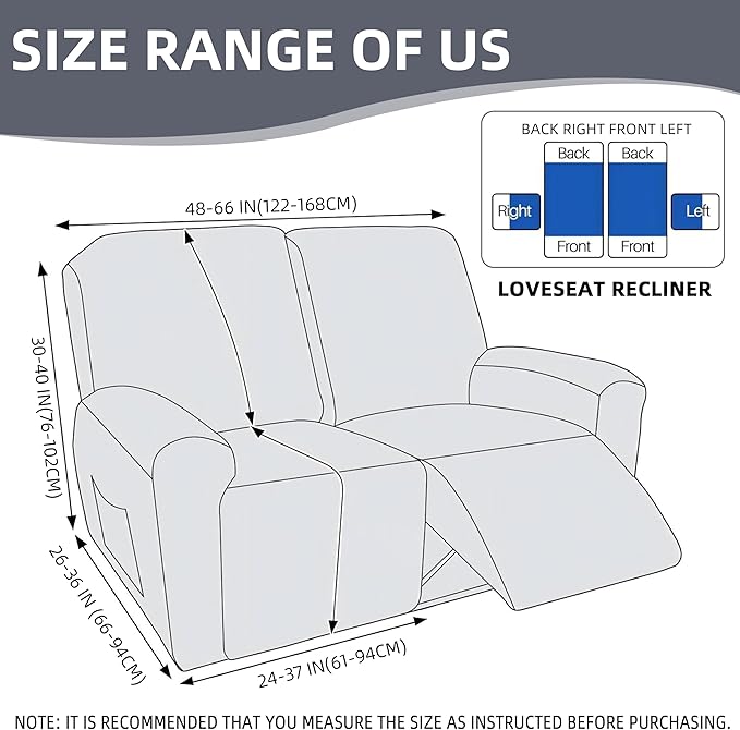 Genina Recliner Loveseat Cover Stretch Couch Covers Sofa slipcover - Image 6