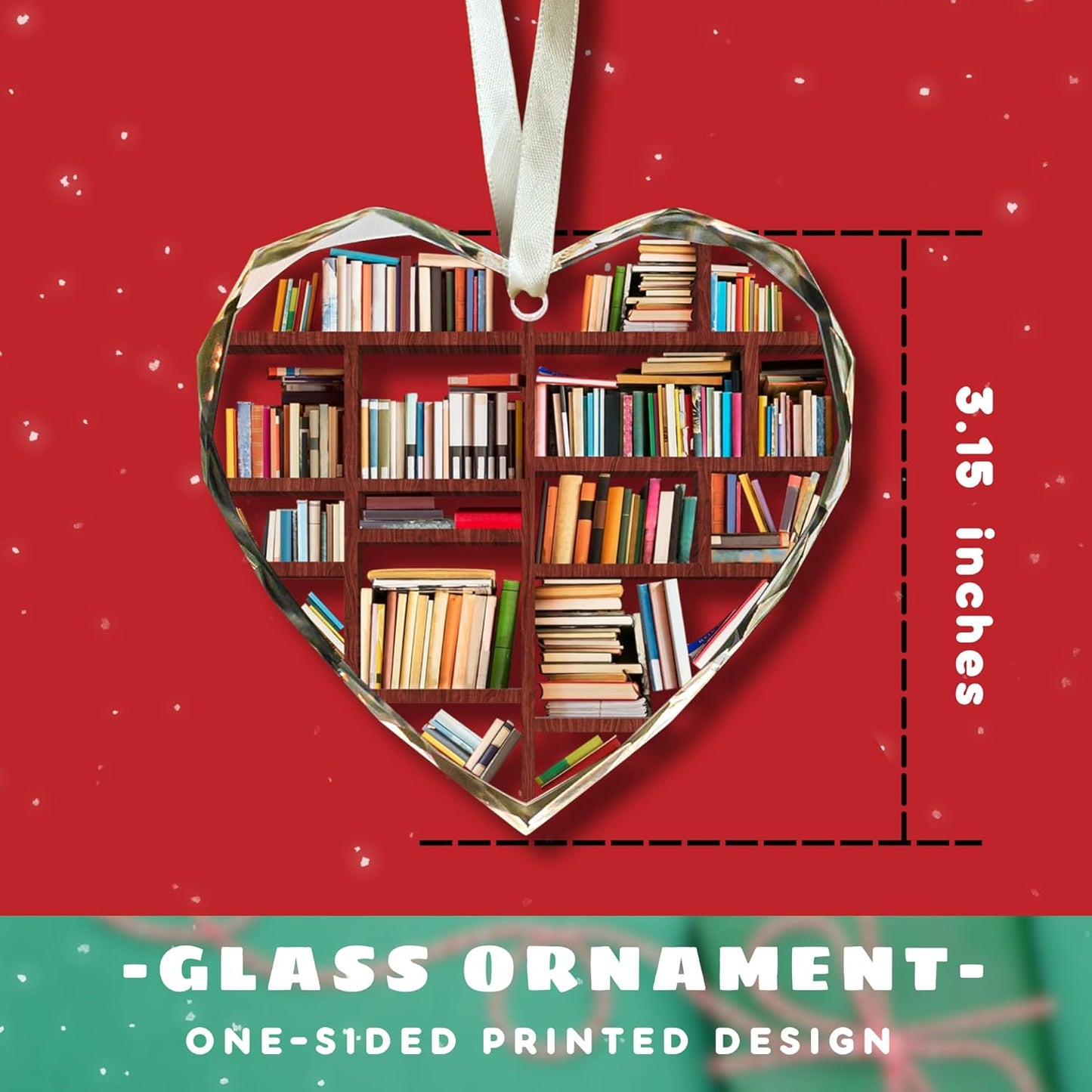 Pawzity Book Lovers Gifts - Gifts for Book Lovers - Books Ornaments for Christmas Tree - Gift for Reading Lover Women - Gift Ideas for Books Lover, Bookworm, Women, Librarian, Nerd - Glass Ornament