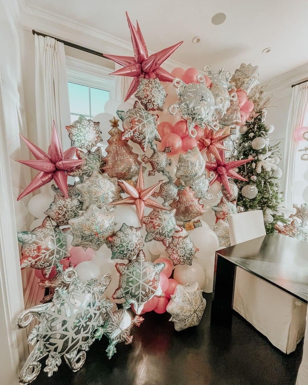 3pcs 26inch 3D Explosion Star foil balloon, Candy Pink Foil Cone star burst Balloons for Birthday Wedding New Year Party Event