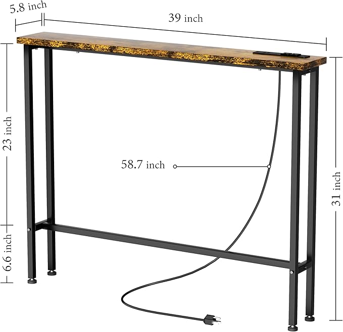 Keelian 39" Sofa Table Narrow Long - Image 3