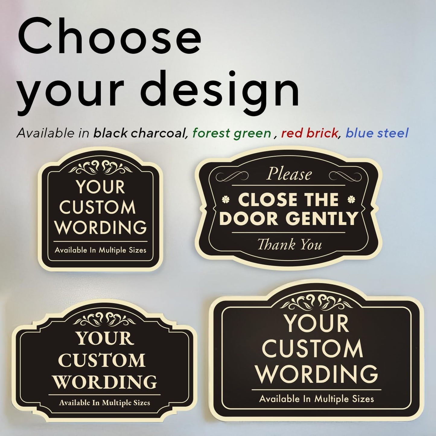Custom Decorative Outdoor Metal Sign - Personalized Aluminum Driveway Sign, Waterproof, Made in USA - Design 3 Black Charcoal 18x12 In