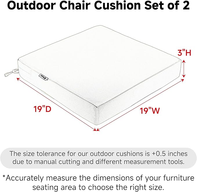 Favoyard Patio Chair Cushions 19 x 19 x 3 Inch Waterproof Outdoor Seat Cushions - Image 3