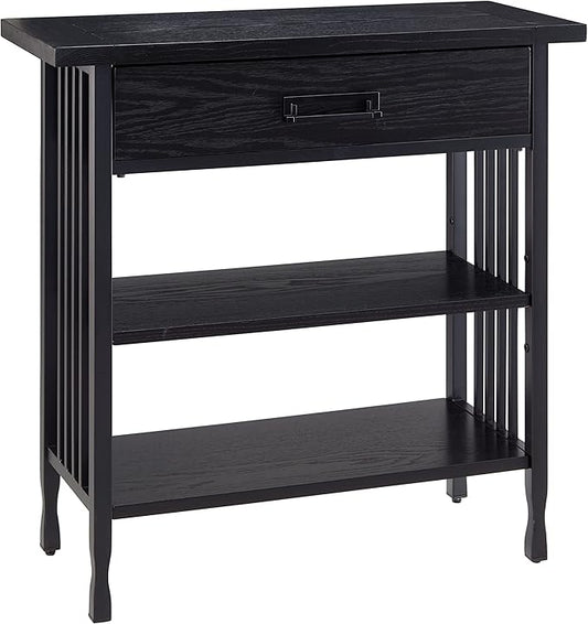 Leick Home Ironcraft Bookshelf, Solid Wood, 1 Drawer, 2 Shelves, Slatted Sides by LeickFurniture