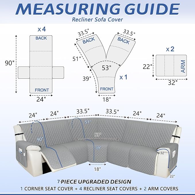 Arfntevss Recliner Sectional Couch Covers 1OO% Waterproof L Shape Sofa Cover - Image 2