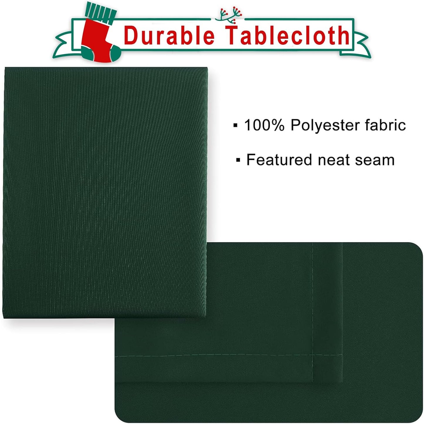 Hiasan Square Tablecloth - Waterproof and Spillproof Washable Fabric Table Cloth for Dining Room Kitchen, 60 x 60 Inch, Hunter Green