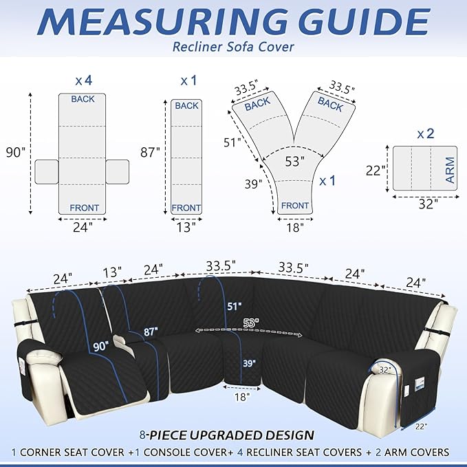 Arfntevss Recliner Sectional Couch Covers 1OO% Waterproof L Shape Sofa Cover - Image 2