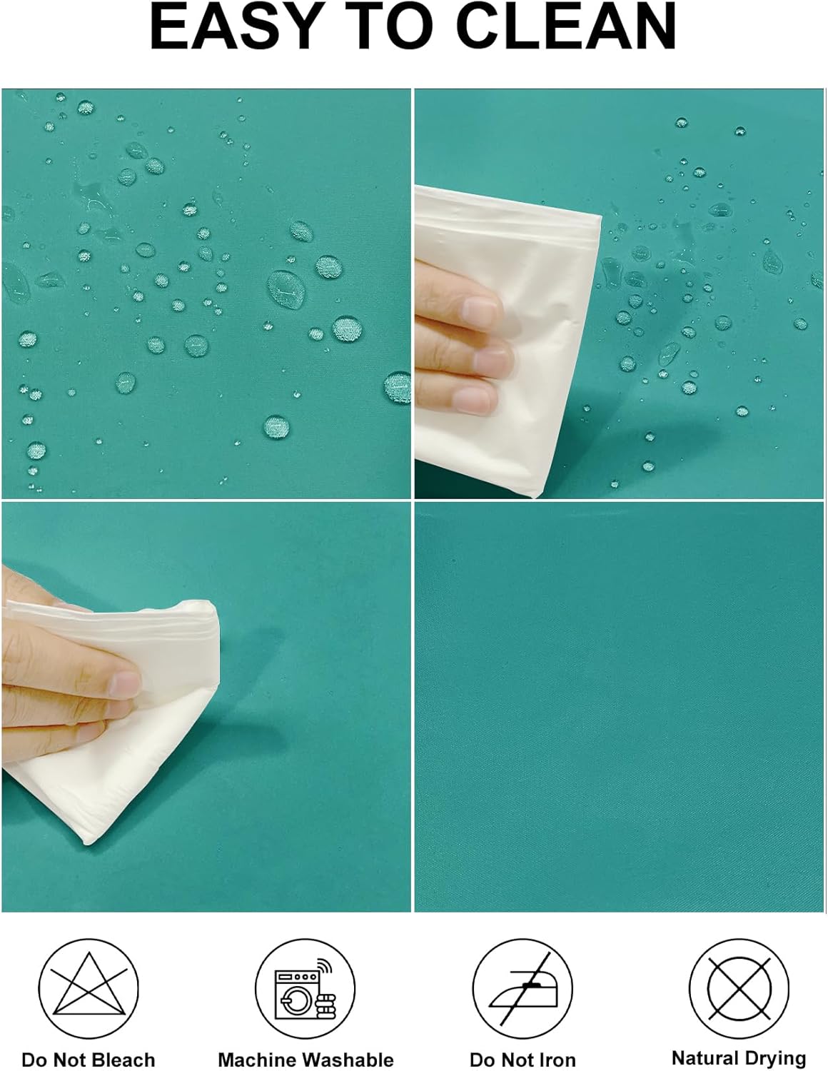 Fokitut 2 Pack Waterproof Rectangle Tablecloth, 60x120 Inch,Stain Resistant and Wrinkle Polyester Table Cloth, Fabric Table Cover for Kitchen Dining, Wedding, Party, Holiday Dinner-Turquoise