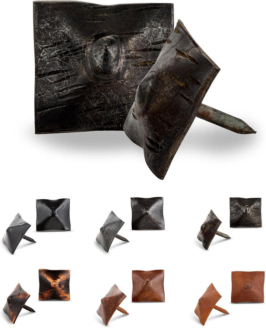 50 Pack 1" Square Head Iron Clavos Decorative Nails – Unfinished – Handmade Rustic Square Fasteners for Farmhouse Shutters, Faux Wood, Barn Doors, Shutters, and Gates – Ornamental Wood Accent