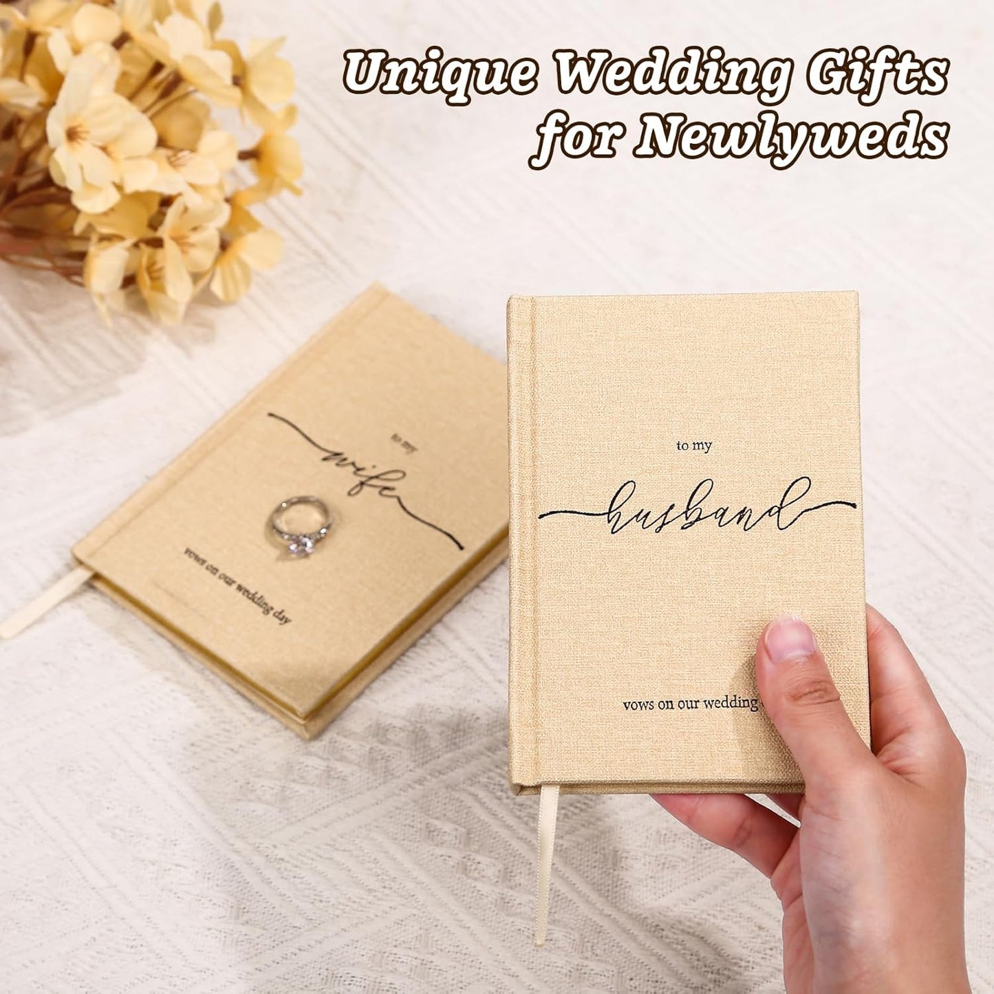 Wedding Vow Books His and Hers- Hard Cover Vow Books - Set of 2 with Silk Bookmarks & 40 Lined Pages - His & Hers Gifts Wedding Vow Book -Renewal & Wedding Must Haves (to My Husband/Wife)