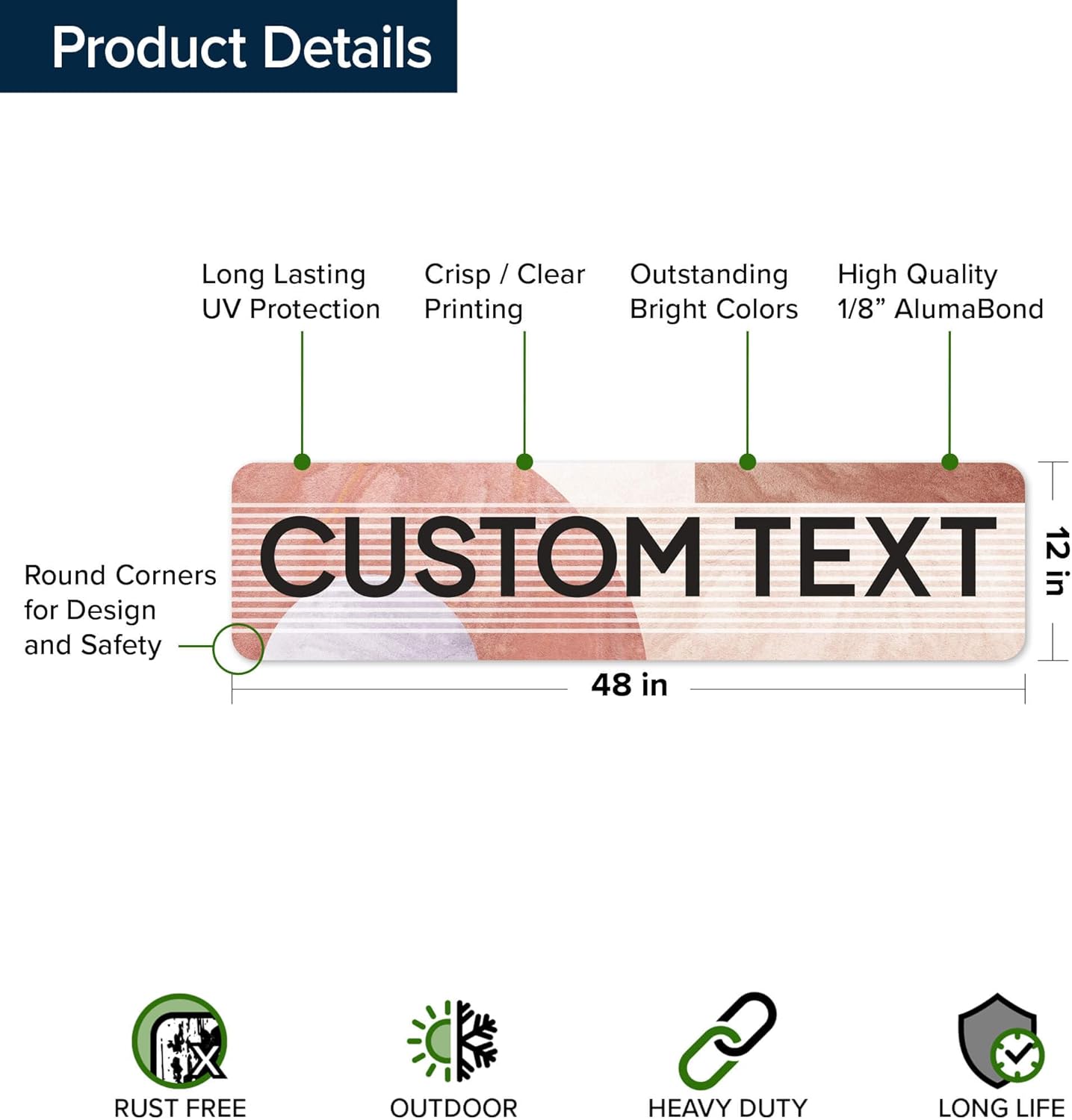 Custom Sign, Custom Street Sign, 11 Font Colors, 13 Font Styles, 4 Hole Options, 22 Sizes, 12x48 Inches, Rust Free DiBound, Fade Resistant, Made in USA by My Sign Center (Mid-Century Modern 1)
