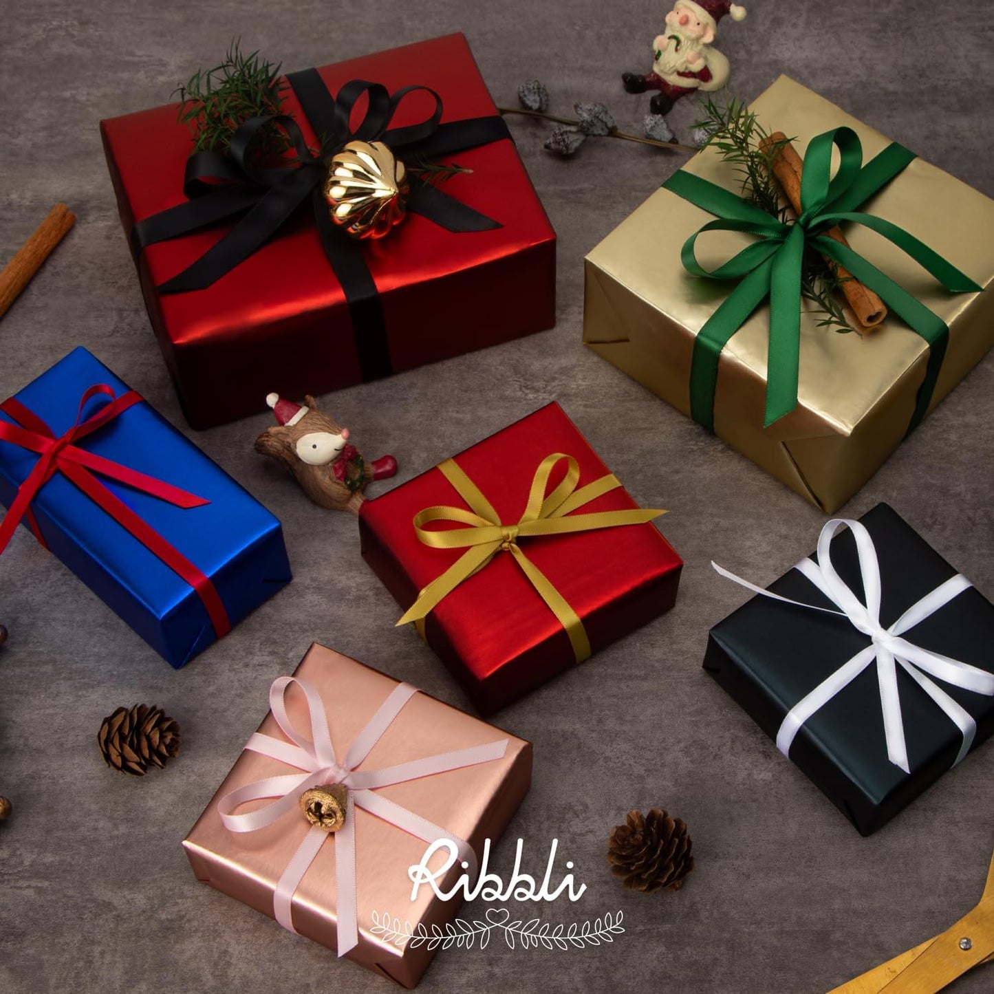 Ribbli Double Faced Black Satin Ribbon,1/2” x Continuous 25 Yards,Use for Bows Bouquet,Gift Wrapping,Floral Arrangement