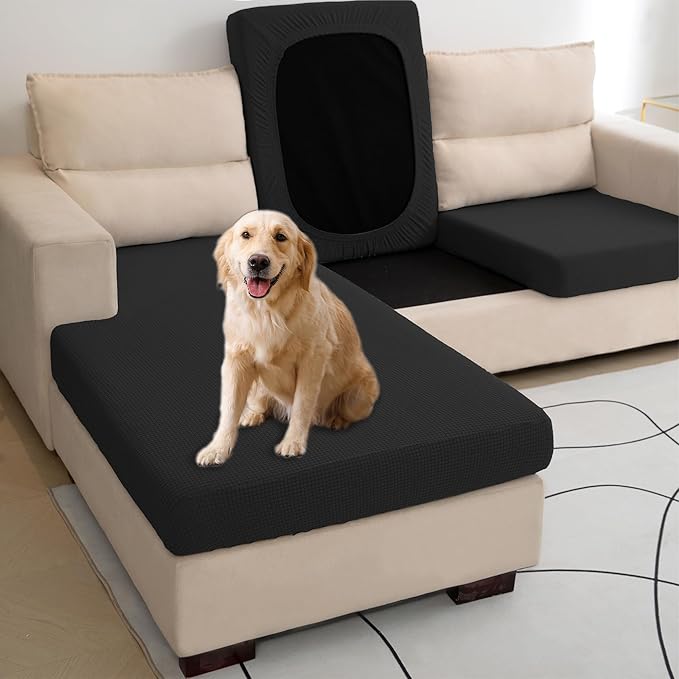 Water Repellent L Shaped Couch Covers 3 Pieces Sofa Seat Cushion Slipcovers - Image 5