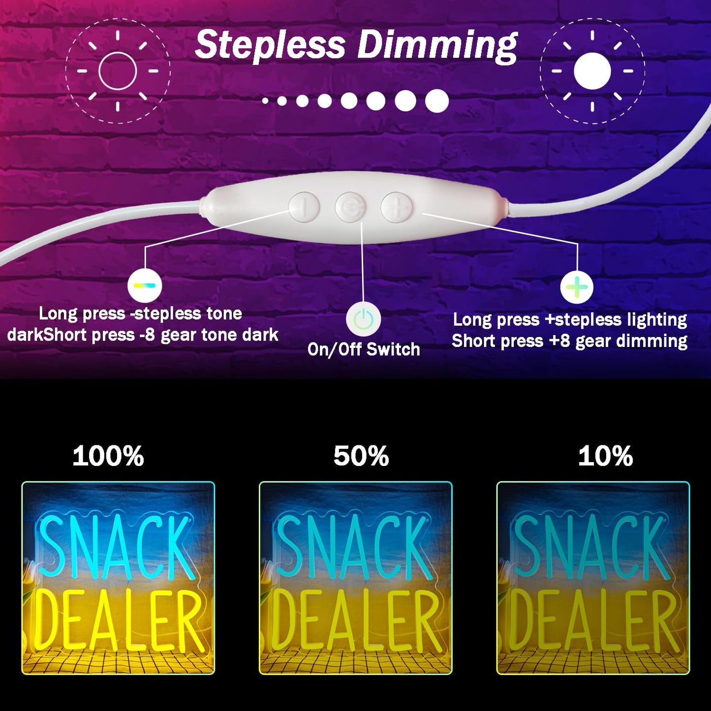 Snack Dealer Neon Sign Snack Bar Led Neon Sign for Wall Decor Dimmable Snacks Neon Light USB Powered Snacks Neon Light Sign for Party Decor