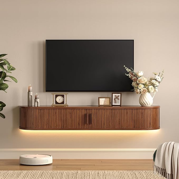 55" Floating TV Stand with Power Outlet by ONBRILL