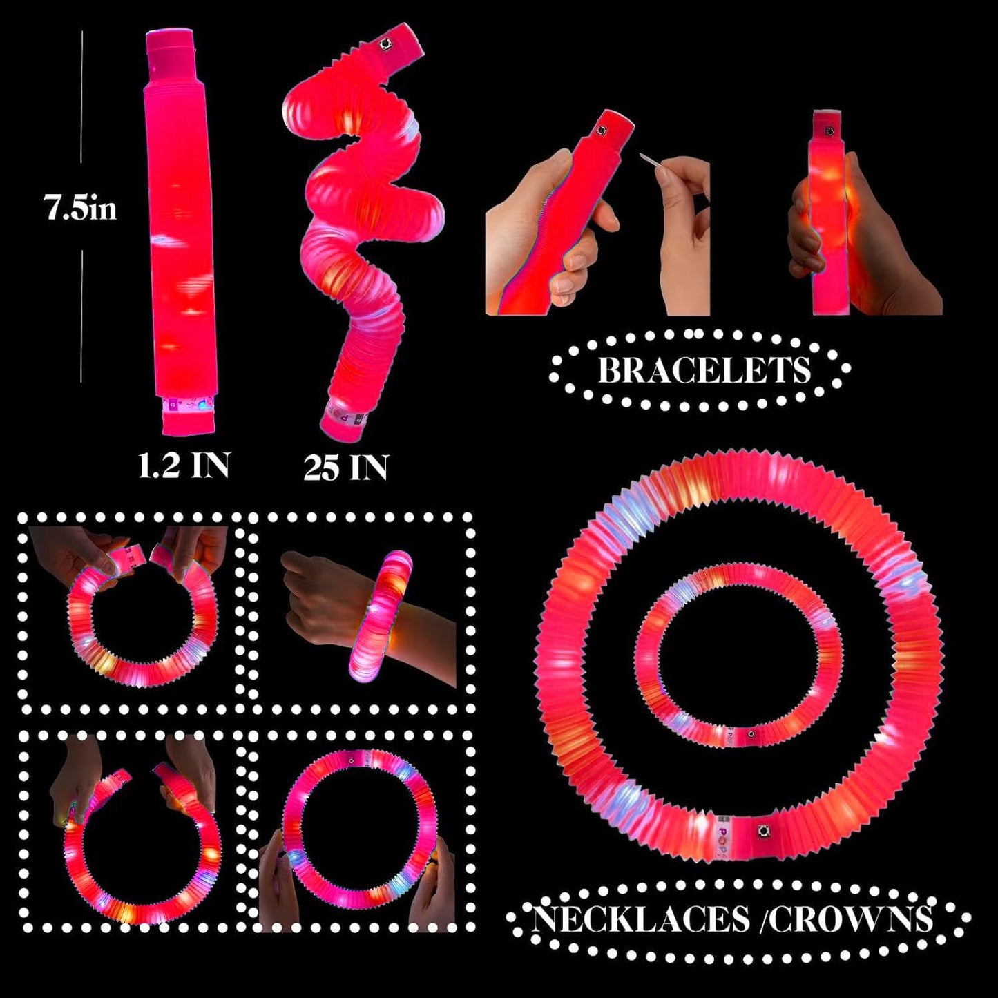 Red 12 Pack Light Up Party Favors Supplies,Bulk Glow Sticks Bracelet,Necklace Accessories for Kids,Birthday Return Gifts Treats,Easter Basket Goodie Bag Stuffer Fillers for Boys Girls