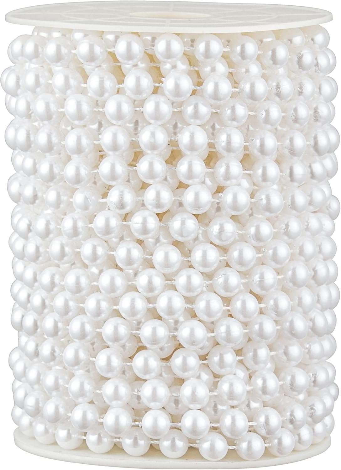 48 Feet Faux Pearl Beads Garland 8mm Craft String Pearls for Wedding Centerpiece Christmas Tree and Flowers Decoration DIY (White)