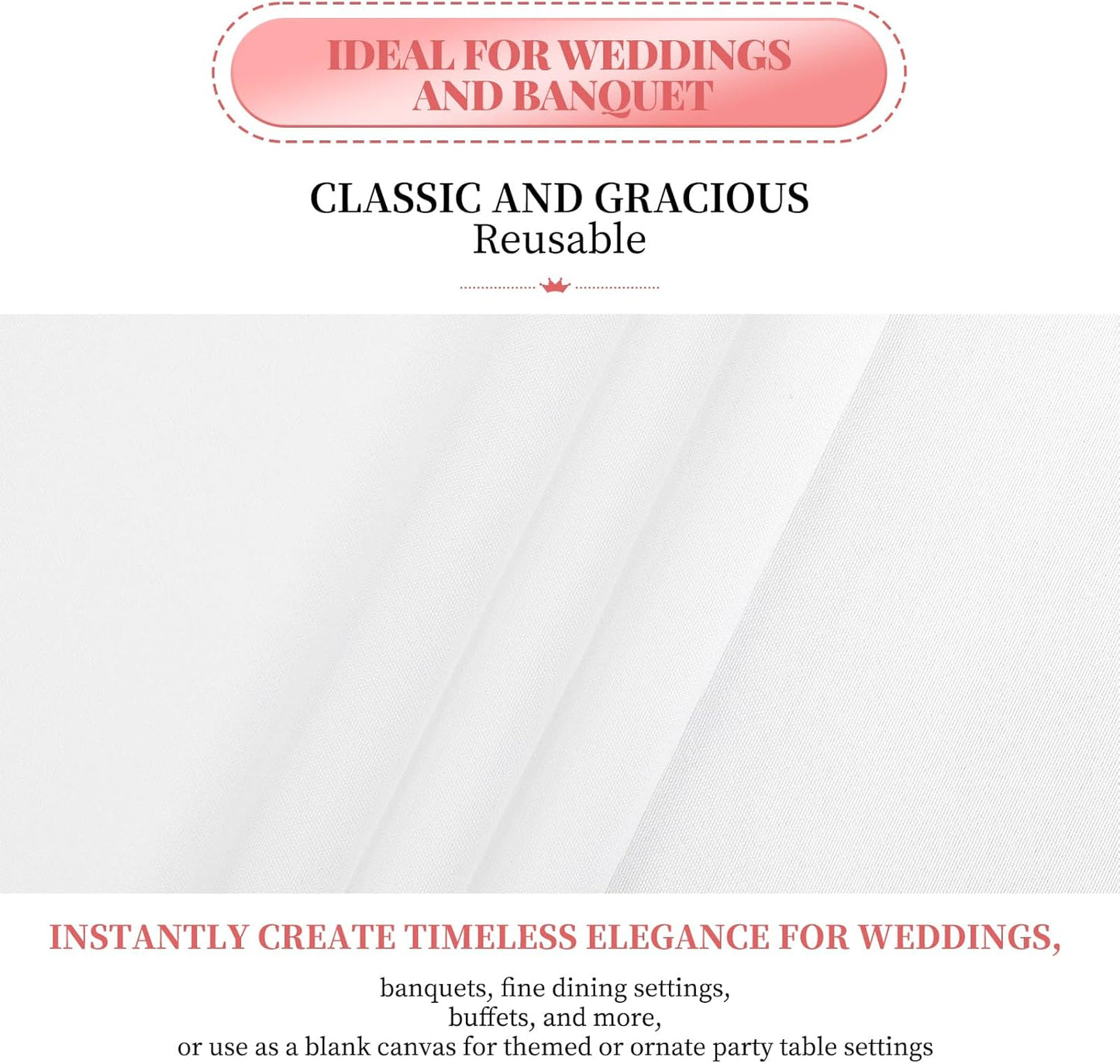 12 Pack Polyester Rectangle Tablecloth 90 x 132 Inch White Tablecloth for 6 Ft Rectangle Tables,Washable Fabric Table Covers Polyester Table Clothes for Wedding Parties Banque