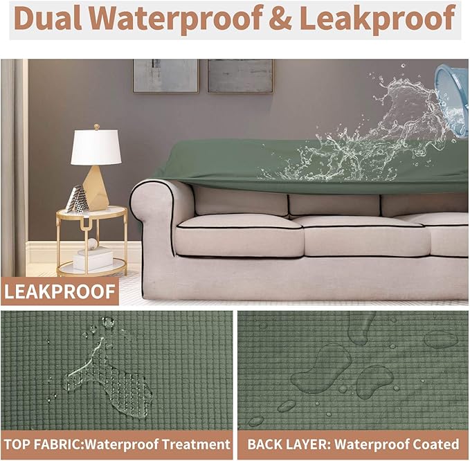Easy-Going 100% Waterproof Oversized Loveseat Couch Cover, Dual Waterproof Sofa - Image 3