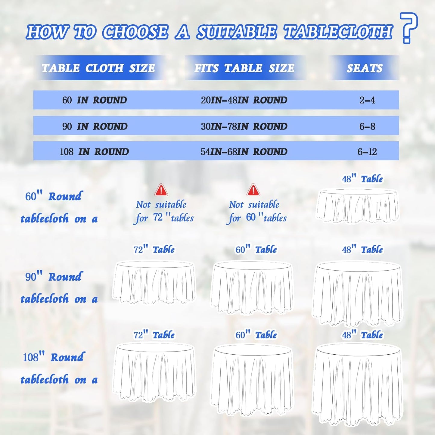 KKJIAF 1 Pack 108 Inch Round Table Cloth, Black Overlay Round Satin Table Cover, Silky Satin Dining Tablecloths for Wedding Buffet Parties Banquet Decoration