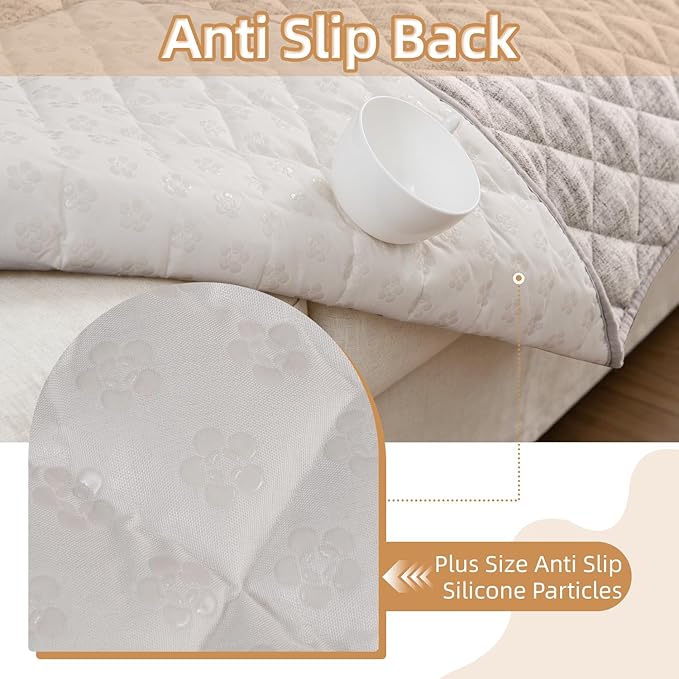 Dog Couch Cover for Sofa 100% Waterproof Faux Linen Sofa Covers for 3 Cushion - Image 5