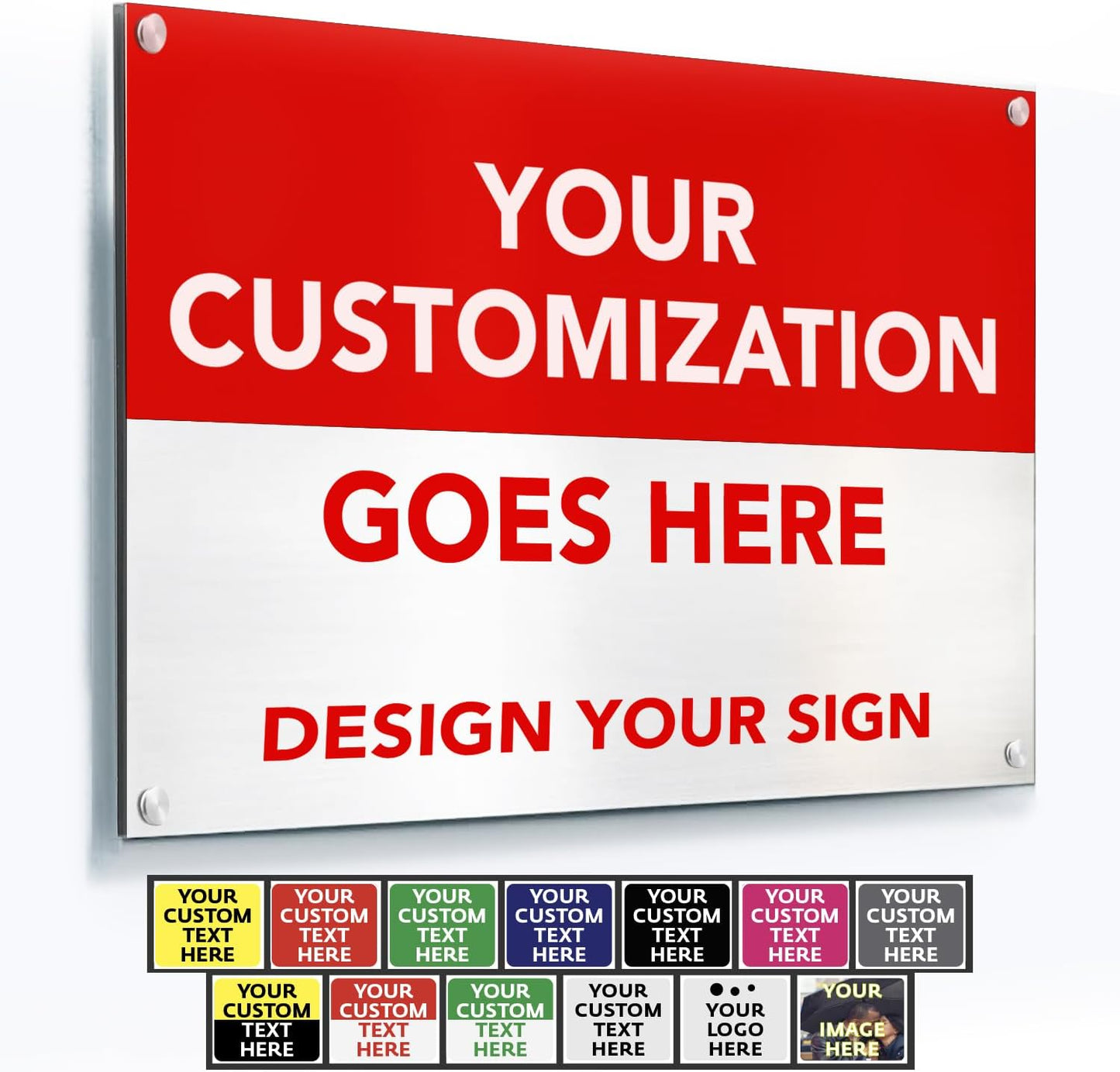 SPEEDYOOKS Custom Outdoor Metal Sign, Personalized Aluminum, Customized Safety, Business, Waterproof - White Aluminum (Red & White, 36x24 In)