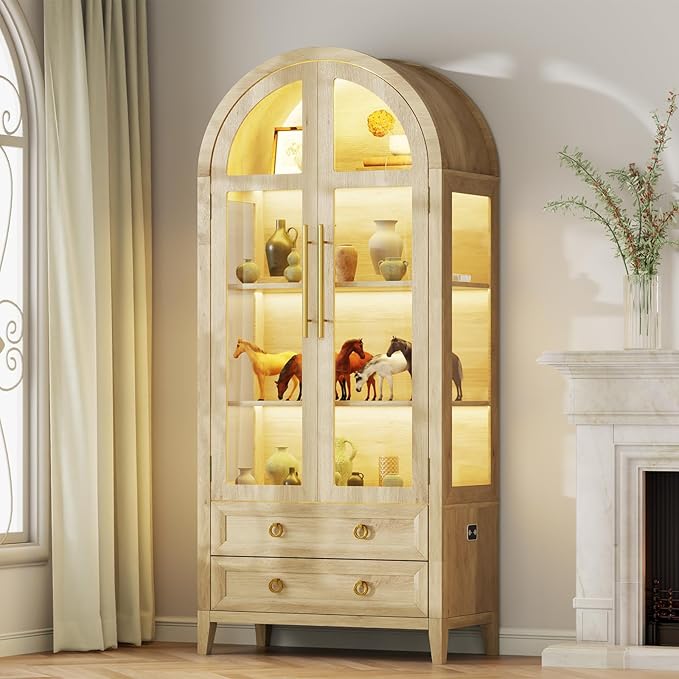 Vlsrka 71" Arched Curio Cabinet - Image 9