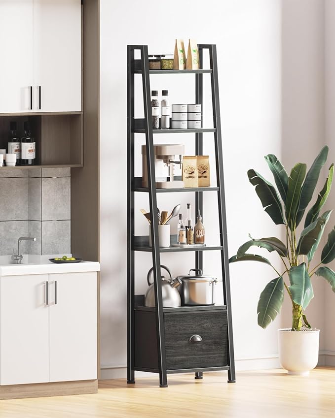 Furologee Bookshelf Set of 2, 6-Tier Ladder Shelf, Ladder Bookshelf - Image 5