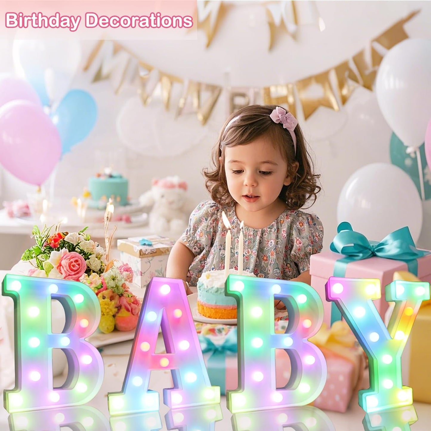 Light Up Colorful LED Marquee Letter lights, 18 Colors Changing Alphabet Letters Sign with Remote Timer for Night Light Girls Bedroom Wedding Birthday Party Lamp Christmas Home Bar Decor- Colorful F