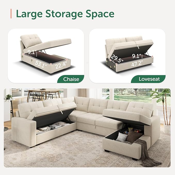 HONBAY Sleeper Sectional Sofa - Image 3