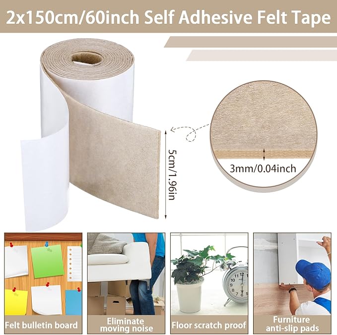 Shappy 2 Packs 120 x 2 x 0.04 Inch Felt Strips - Image 2