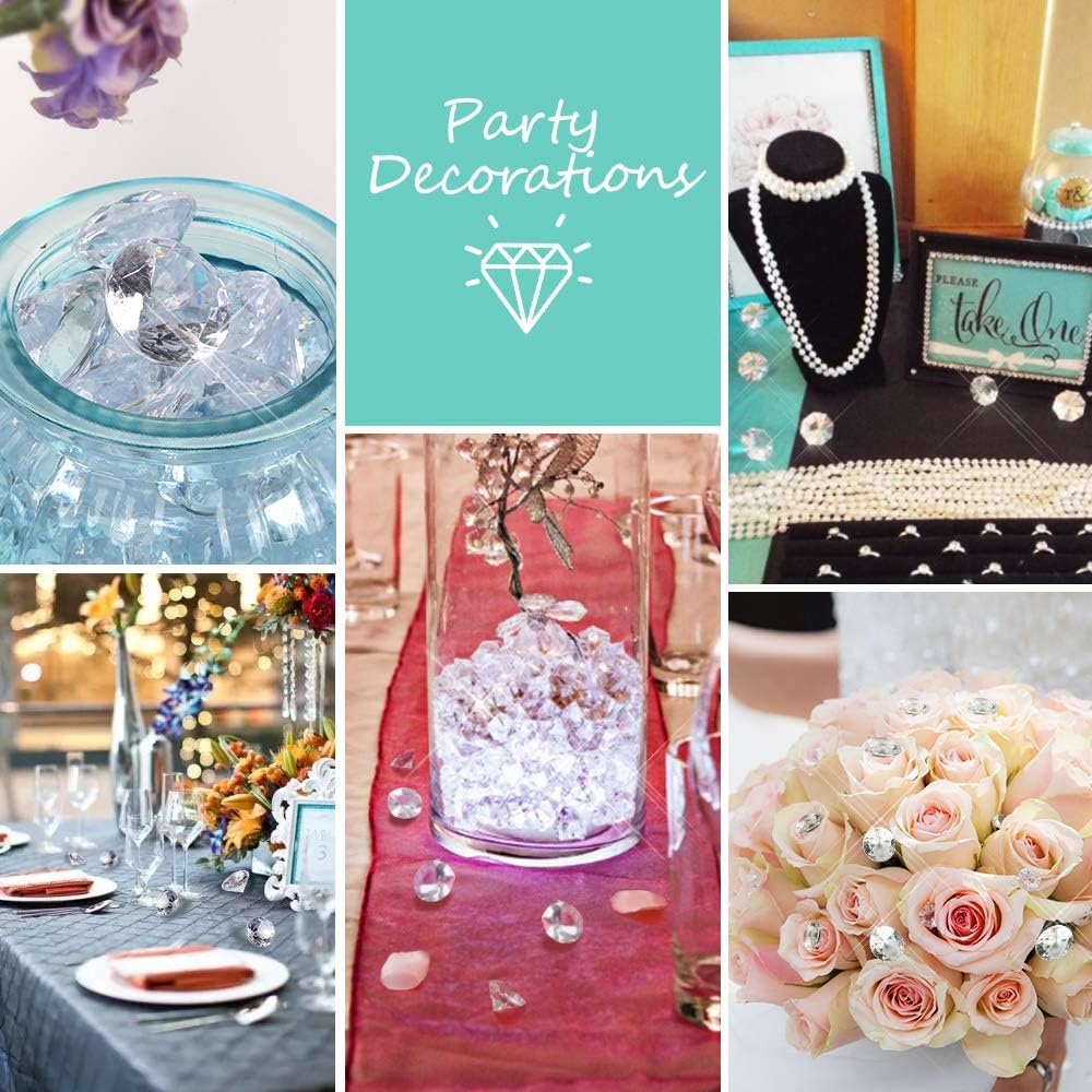 YGDZ Clear Acrylic Diamonds, 30mm Big Clear Crystals Diamond for Wedding Party Decoration Table Scatter Bridal Shower Vase Fillers, 1.5 Pounds