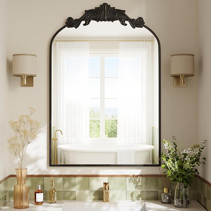 VooBang Vintage Arched Bathroom Mirror, 24x36 Inch Retro Wall Mounted Vanity - Image 6