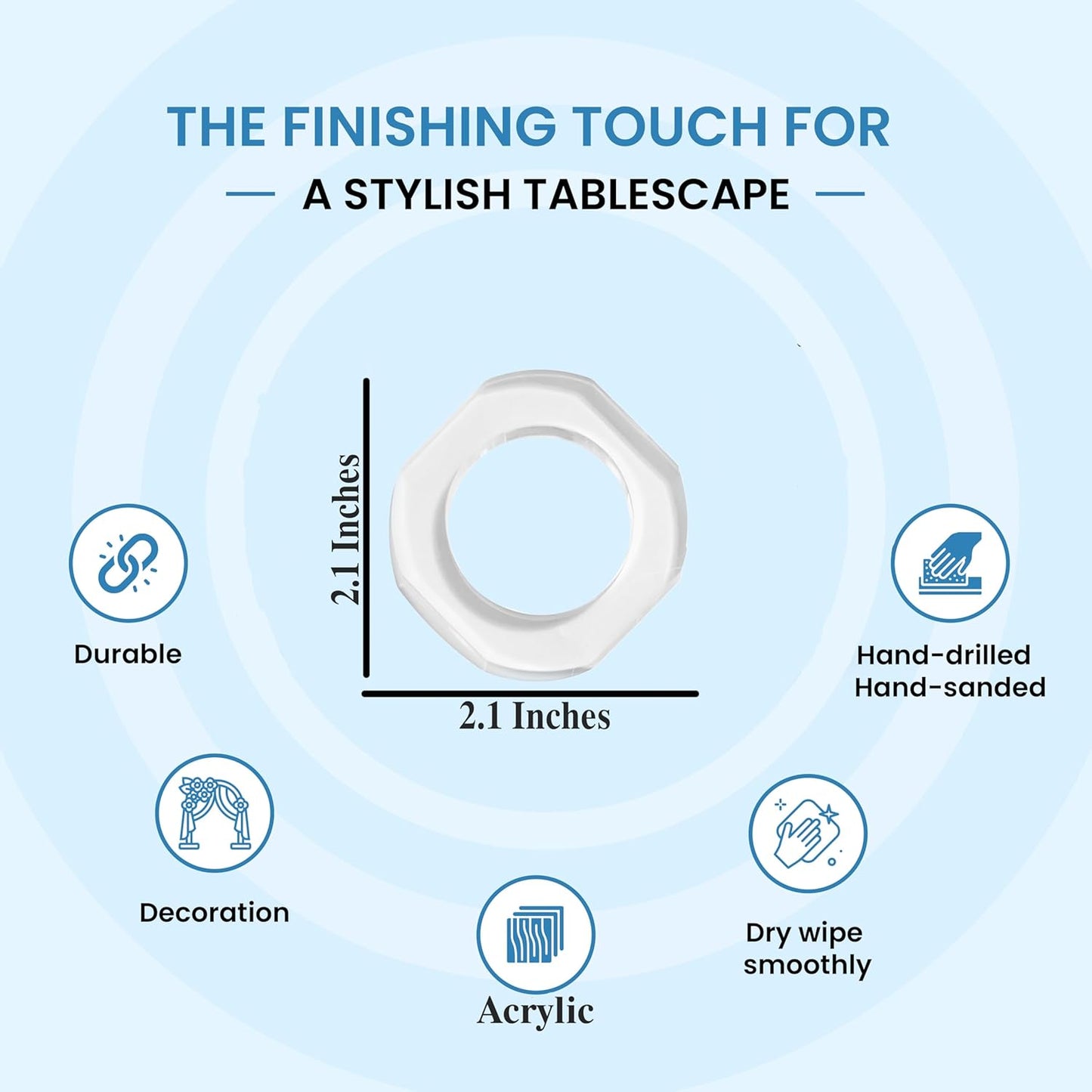 Clear Napkin Holder, Napkin Rings Set of 12, Fall Thanksgiving Christmas Napkin Rings, Festival Acrylic Napkin Ring Holders, Napkin Ring Bulk for Wedding, Party, Elegant Table Settings - CLEENTABLE