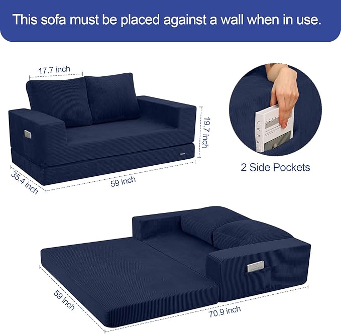 COMAX Convertible Sofa Bed Queen, Folding Fold Out Couch Bed, Floor Futon Couch - Image 3