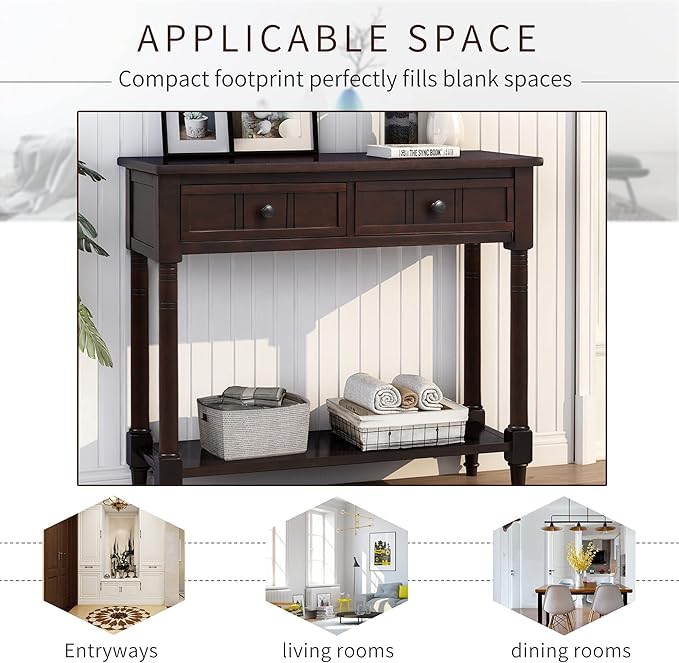 Merax Wood Sofa Table Console Table, Entryway Table Traditional Design - Image 4