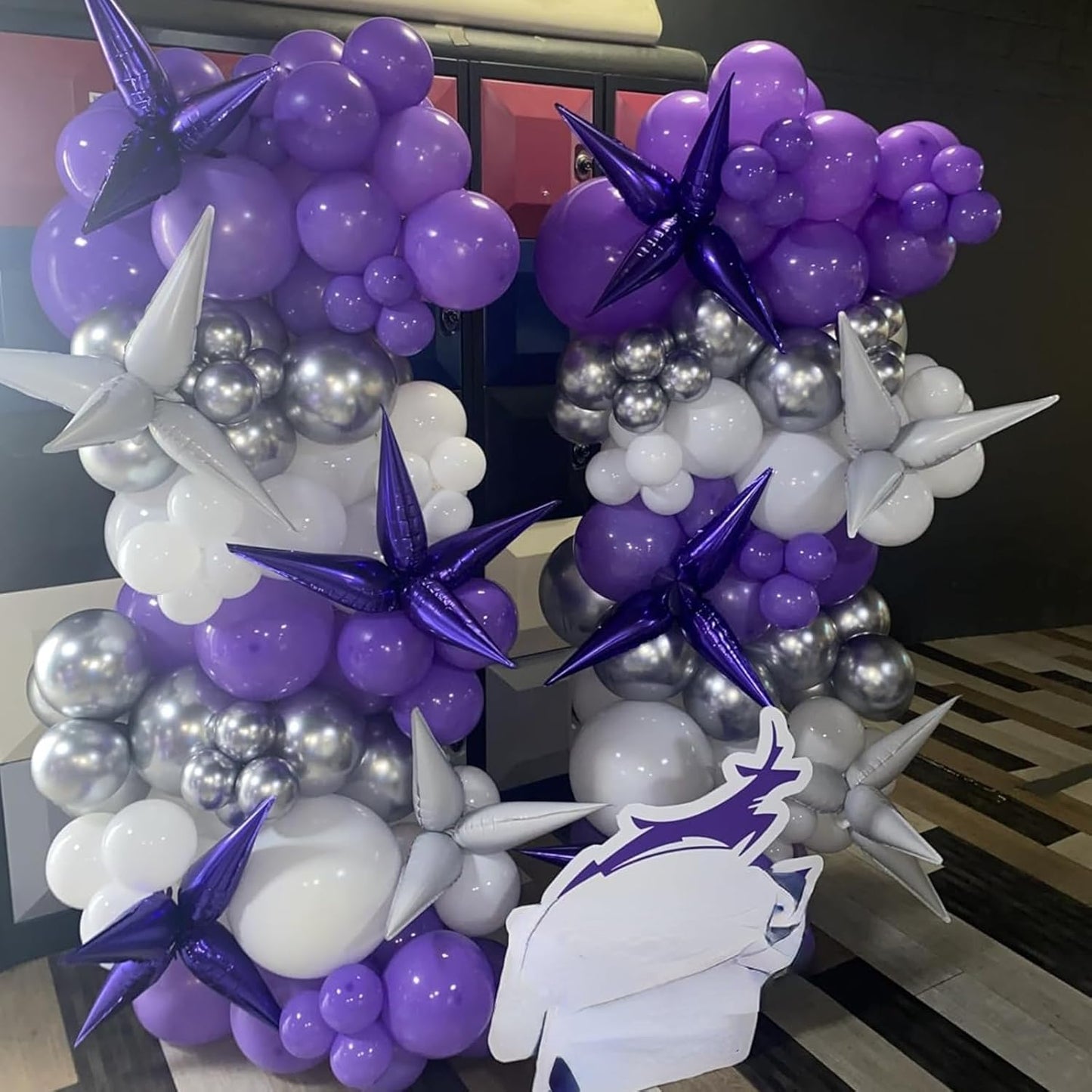 Purple Black Star Balloons 12pcs, 27/22 Inch Foil Star Explosion Balloons, Large Spike Mylar Cone Balloon, Fireworks Shape Balloon Decor for Birthday Halloween Wednesday Graduation