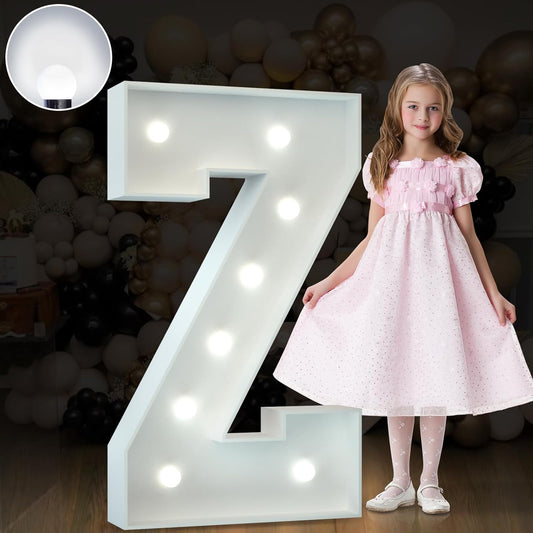 Marquee Letters 3 Feet Tall Large Light Up Letters Baby Shower Decorations Wedding Engagement Proposal White Party Decorations Marry Me Sign Big Cardboard Backdrop Z