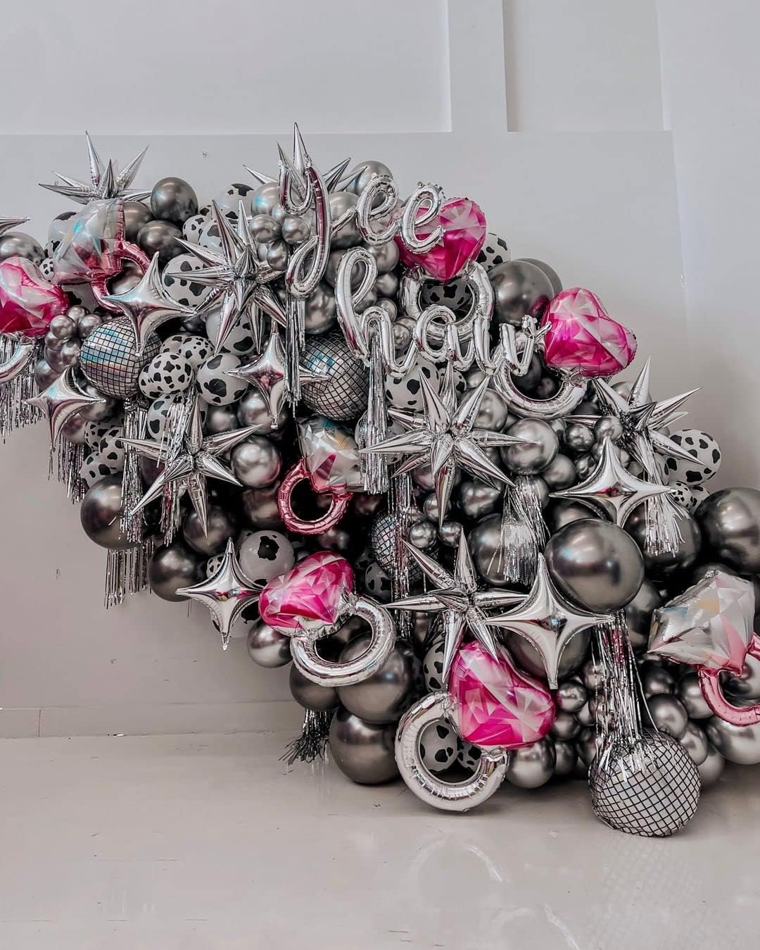 3pcs 26inch 3D Explosion Star foil balloon, Silver Foil Cone Star burst Balloons for Birthday Wedding New Year Party Event