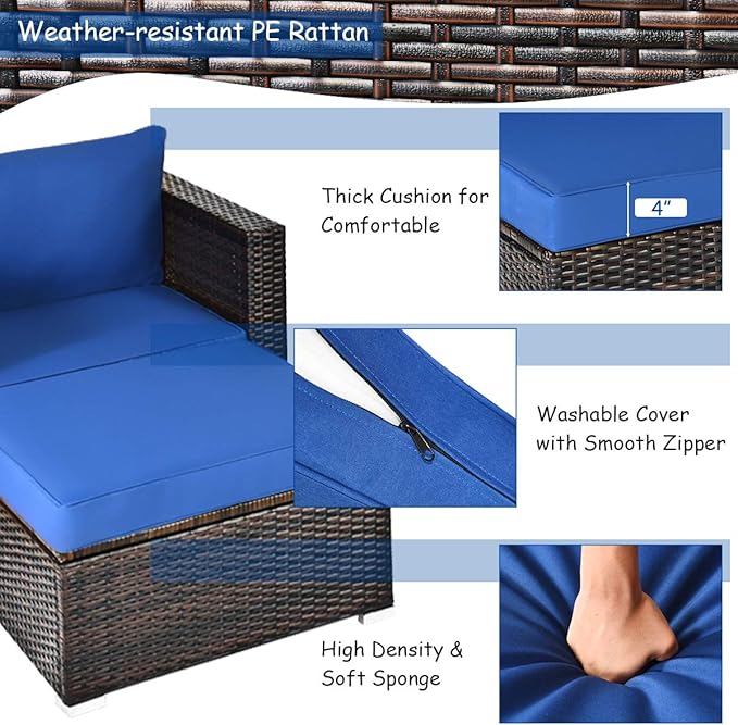 Tangkula 6 Pieces Wicker Patio Furniture Set, PE Rattan Outdoor Sectional - Image 8