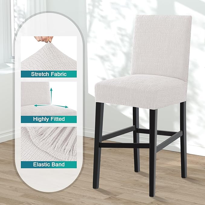 Turquoize 100% Waterproof Bar Stool Cover Stretch Washable Barstool Seat Covers - Image 4