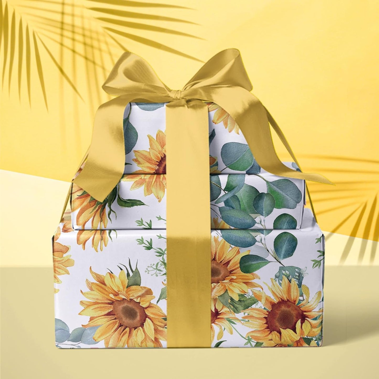 WRAPAHOLIC Kraft Sunflower Wrapping Paper Roll - Mini Roll - 17 Inch x 33 Feet - Perfect for Birthday, Baby Shower, Wedding, Party, Holiday