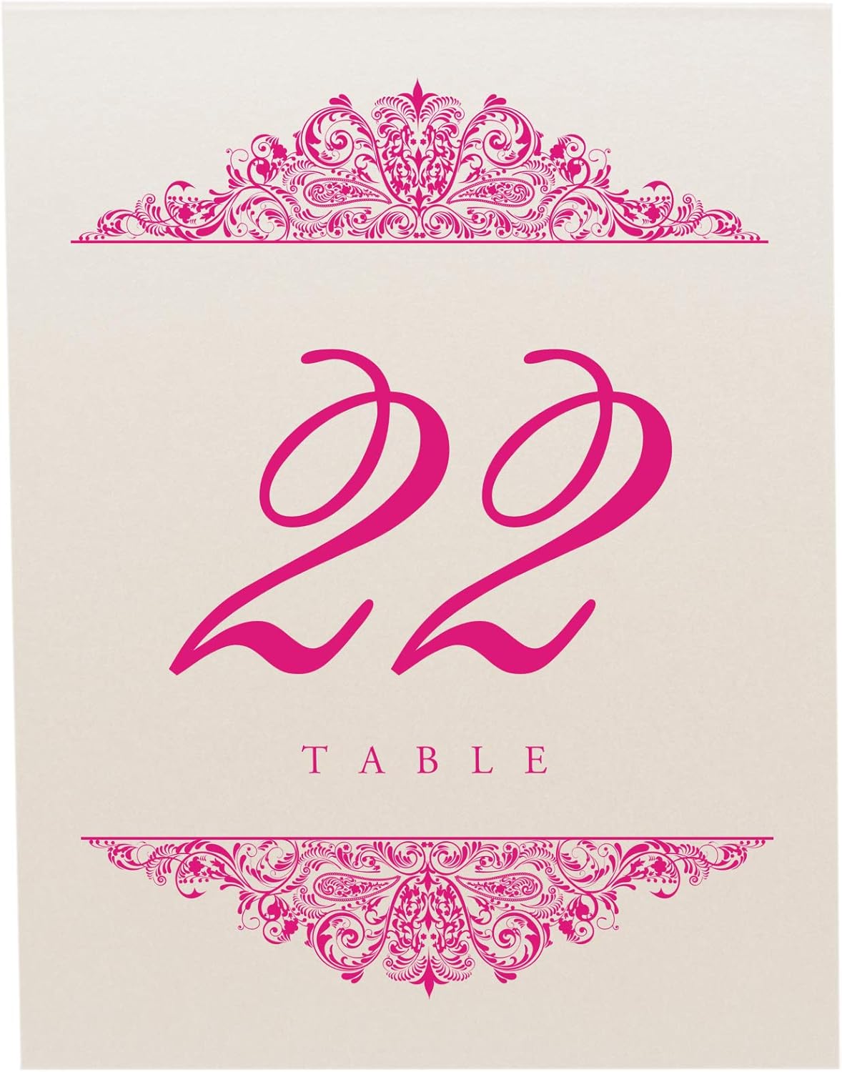 Paisley Wedding Table Numbers (Select Color/Quantity), Champagne, Fuschia, 1-50, Double Sided, Tent or Use in a Stand, Great for Parties & Restaurants - Made in the USA