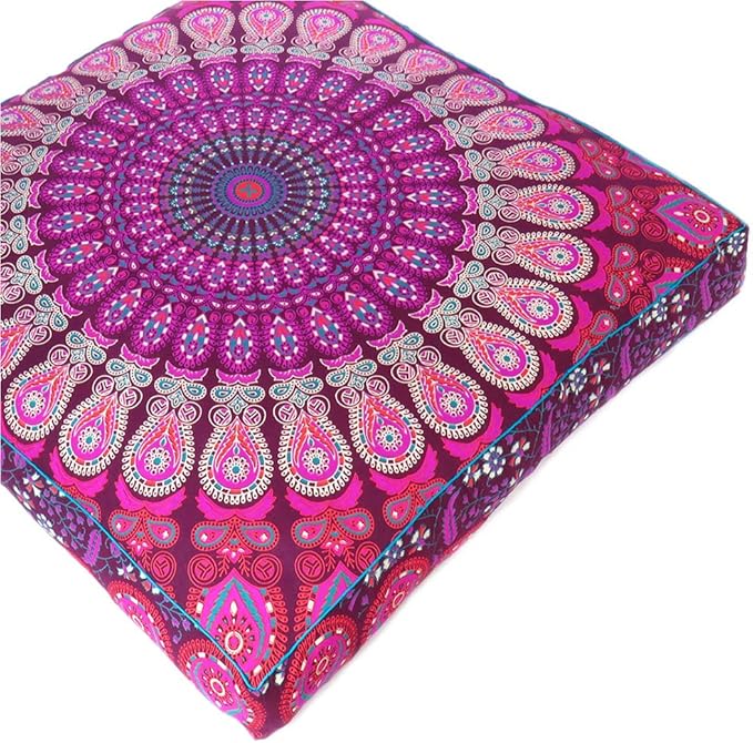 Mandala Floor Pillow Cover Meditation Cushion Seating Throw Hippie Round - Image 4